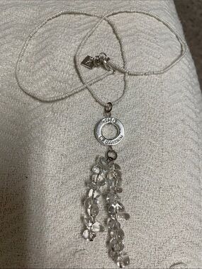 Sno of Sweden Delicate Clear Crystal Beaded Tassel Necklace -